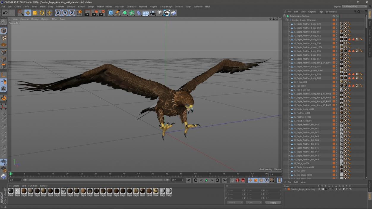 Golden Eagle Attacking 3D