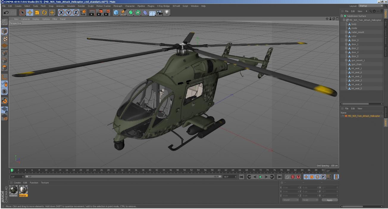 MD 969 Twin Attack Helicopter 3D model