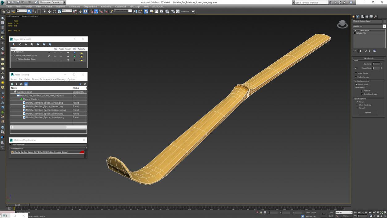 3D Matcha Tea Bamboo Spoon model