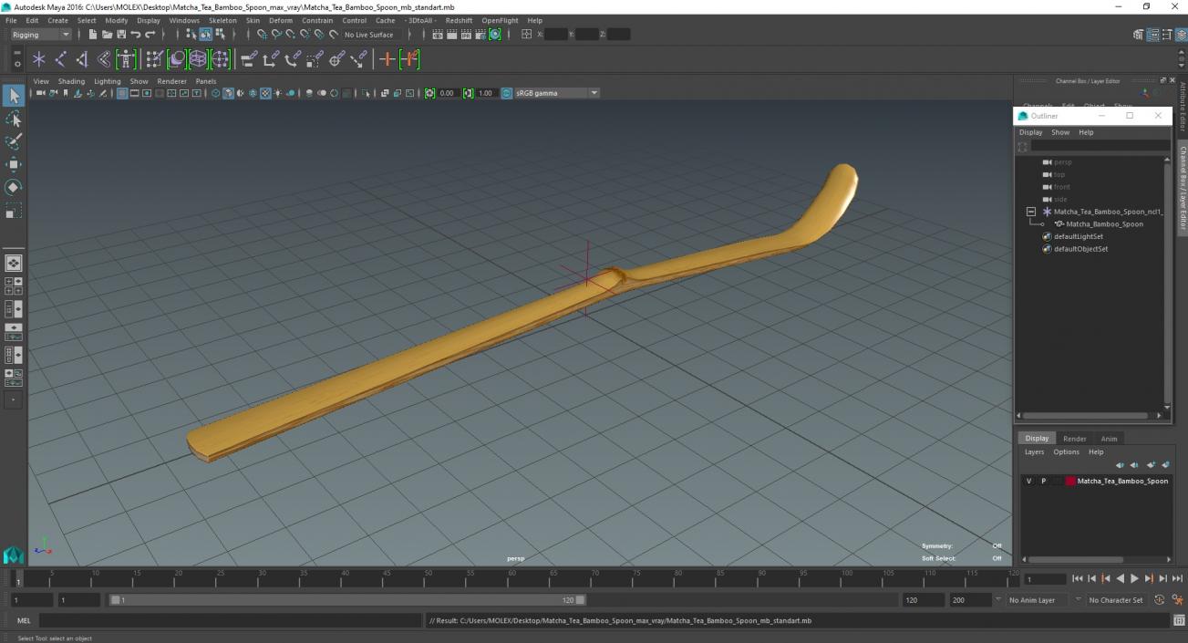 3D Matcha Tea Bamboo Spoon model