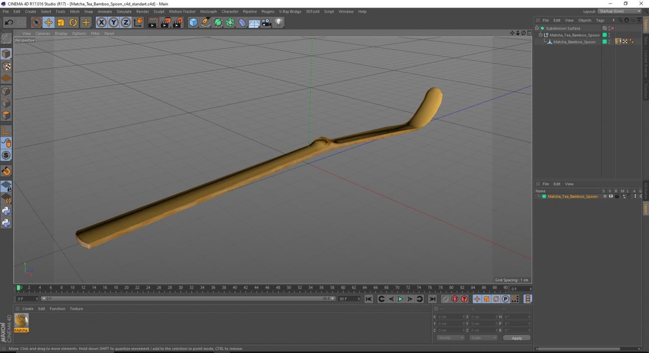 3D Matcha Tea Bamboo Spoon model