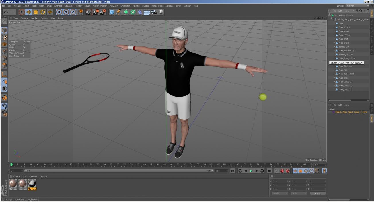 Elderly Man Sport Wear T Pose 3D model