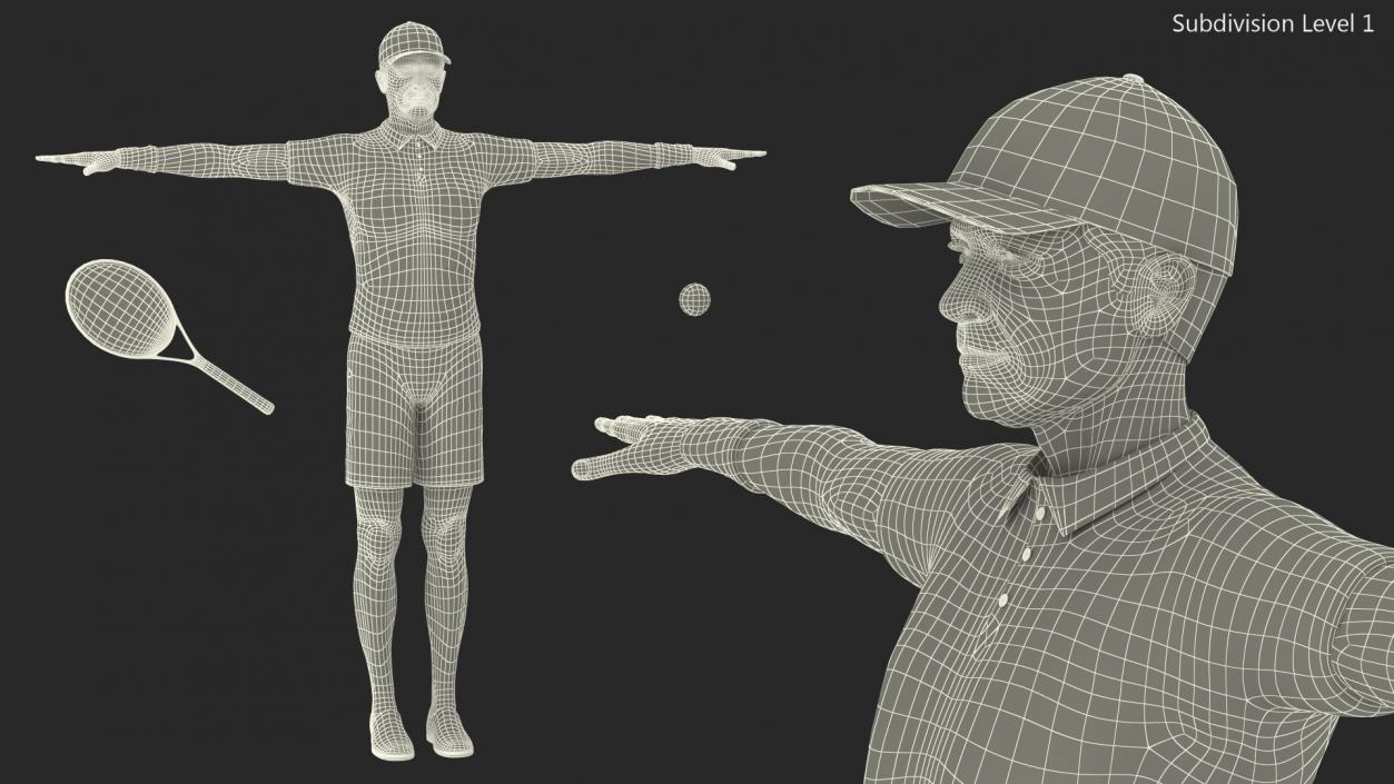 Elderly Man Sport Wear T Pose 3D model