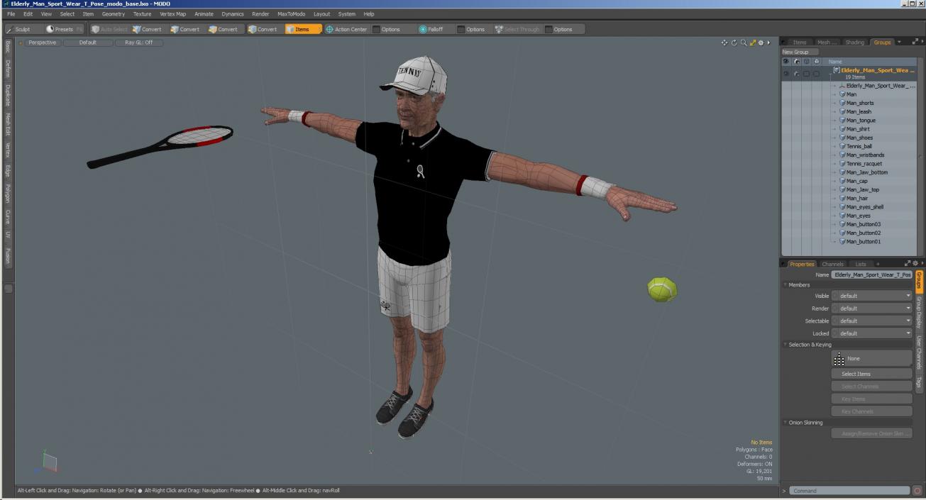 Elderly Man Sport Wear T Pose 3D model