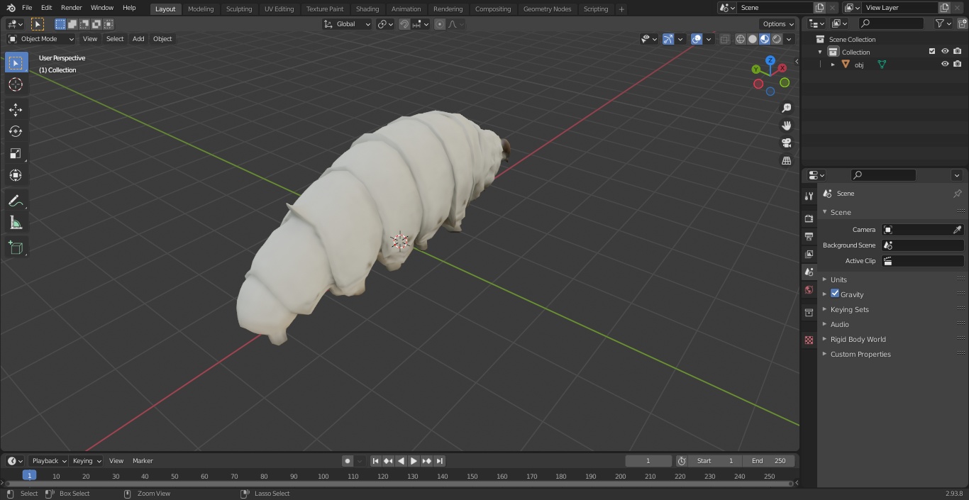 Silkworm White 3D model