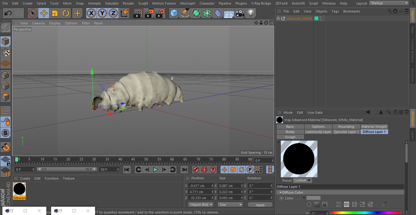 Silkworm White 3D model