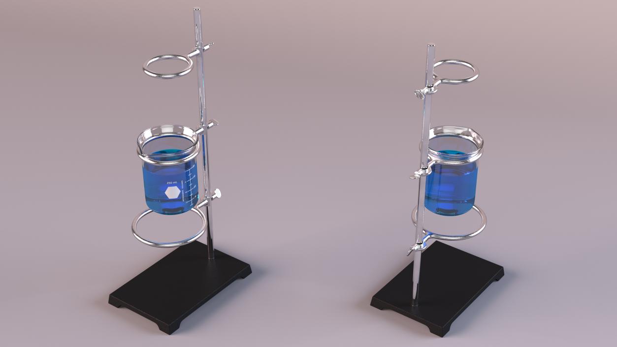 3D Ring Stand with Beaker 250ml model