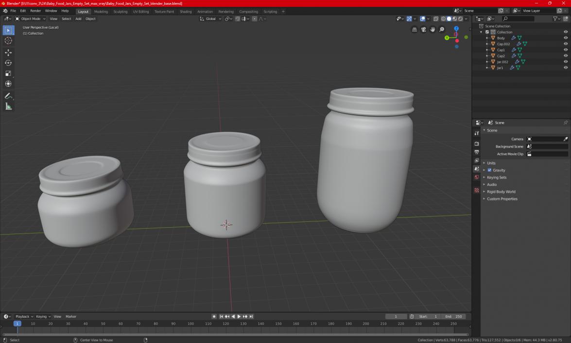 Baby Food Jars Empty Set 3D model