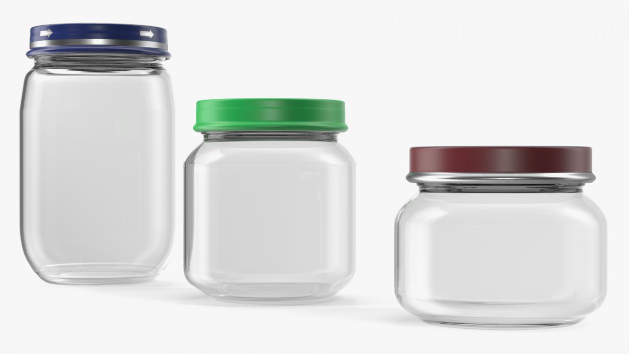 Baby Food Jars Empty Set 3D model