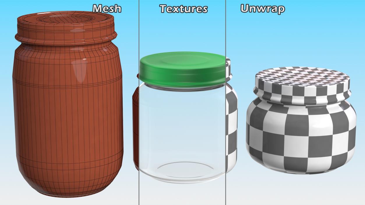 Baby Food Jars Empty Set 3D model