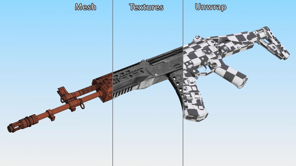 3D Old Assault Rifle AK-12 model