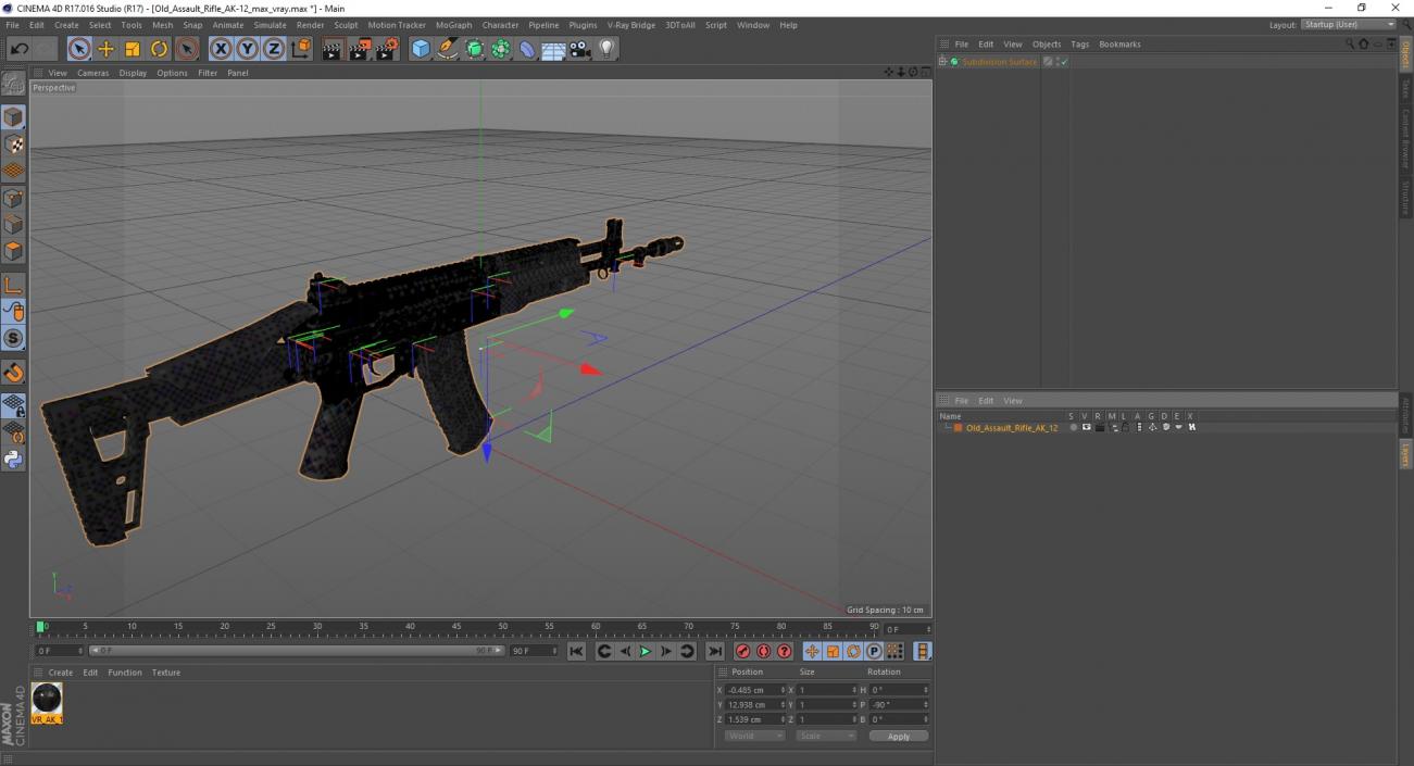 3D Old Assault Rifle AK-12 model