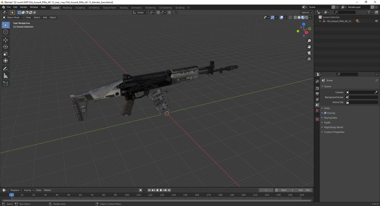 3D Old Assault Rifle AK-12 model