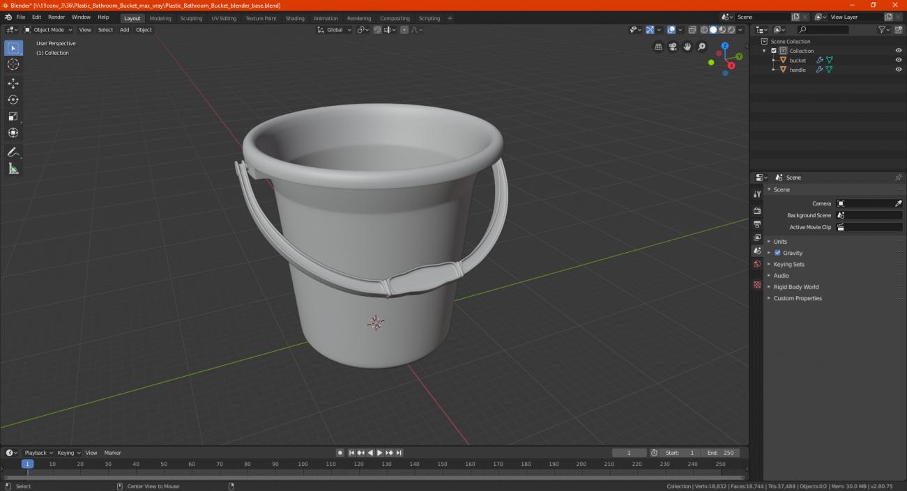 3D Plastic Bathroom Bucket model