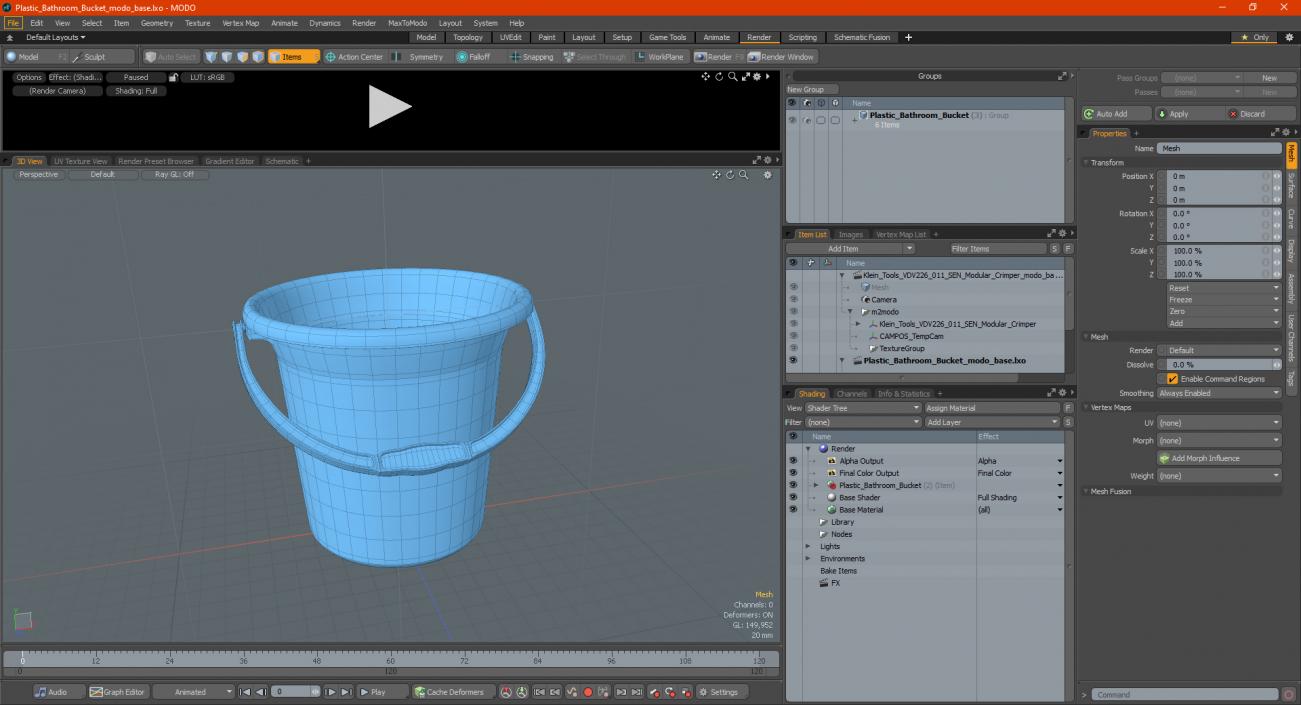 3D Plastic Bathroom Bucket model