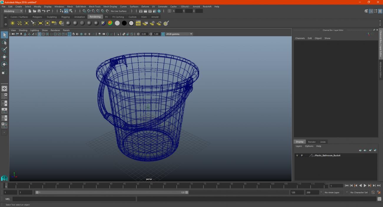 3D Plastic Bathroom Bucket model