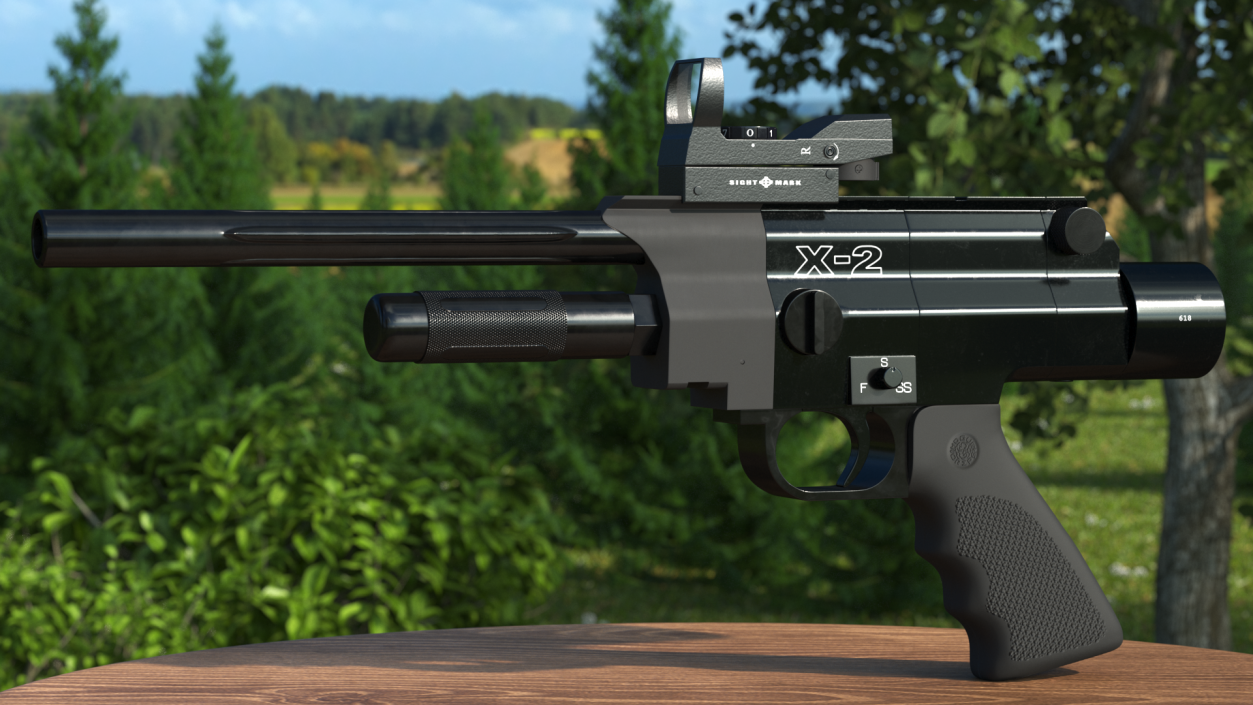 Tranquilizer Dart Gun X-2 Satin Black Trim 3D