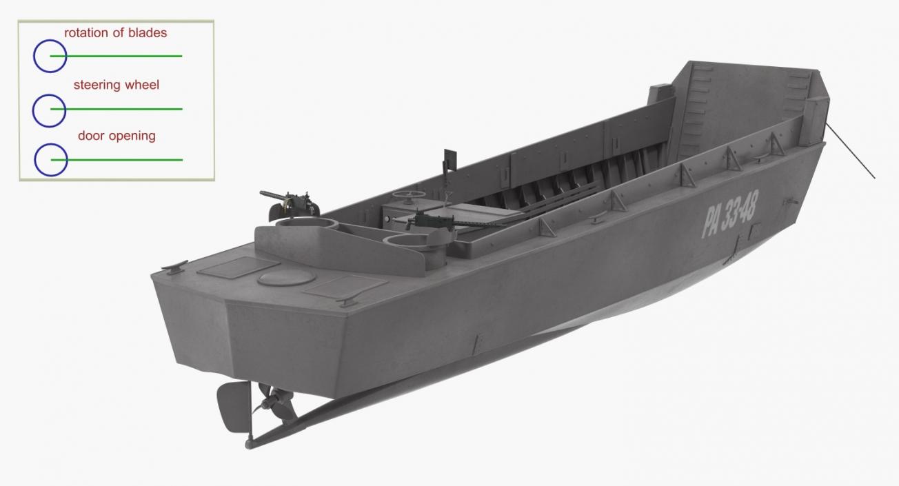 3D Landing Craft Higgins Boat Rigged model