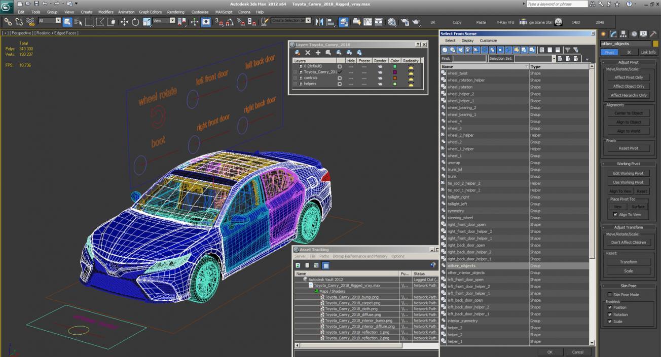 Toyota Camry 2018 Rigged 3D model