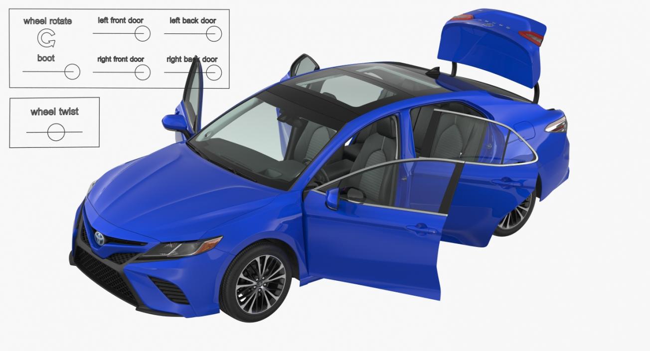 Toyota Camry 2018 Rigged 3D model