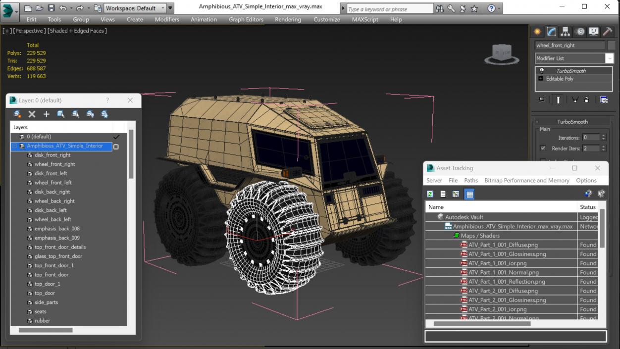 3D model Amphibious ATV Simple Interior