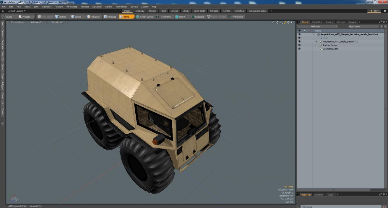 3D model Amphibious ATV Simple Interior