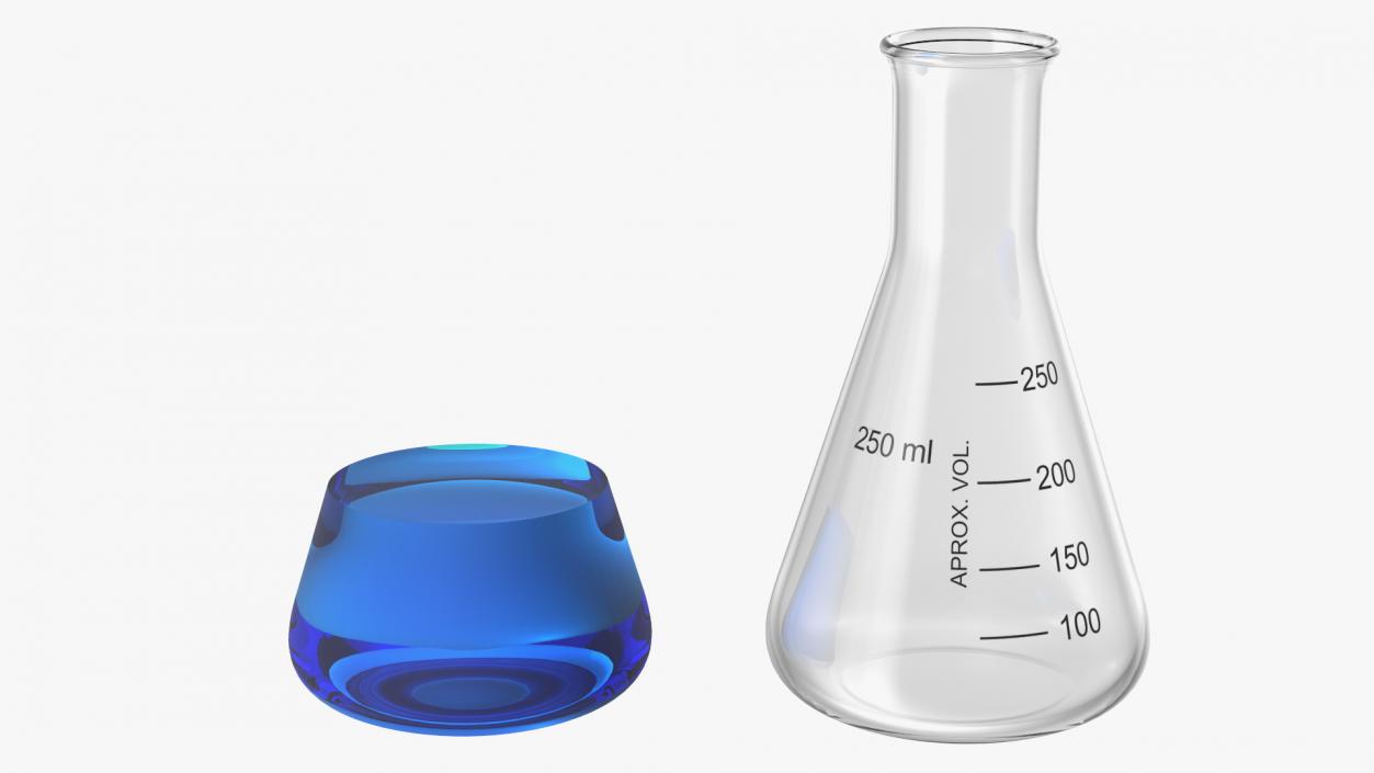 3D Erlenmeyer Flasks 250 ml with Chemical Reagents Set