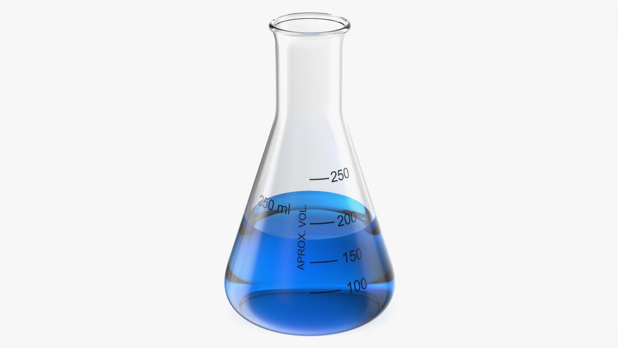 3D Erlenmeyer Flasks 250 ml with Chemical Reagents Set