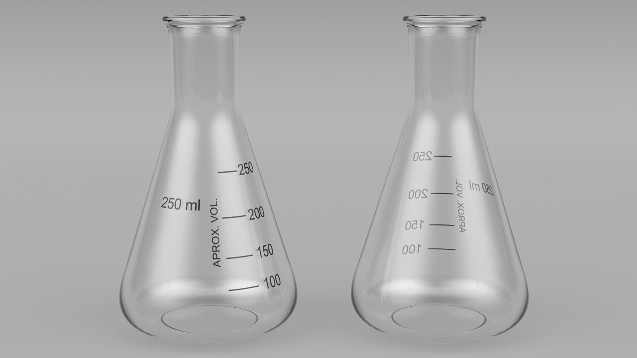 3D Erlenmeyer Flasks 250 ml with Chemical Reagents Set