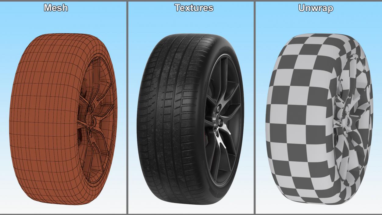 3D Yokohama Performance Car Tire with Alloy Wheel