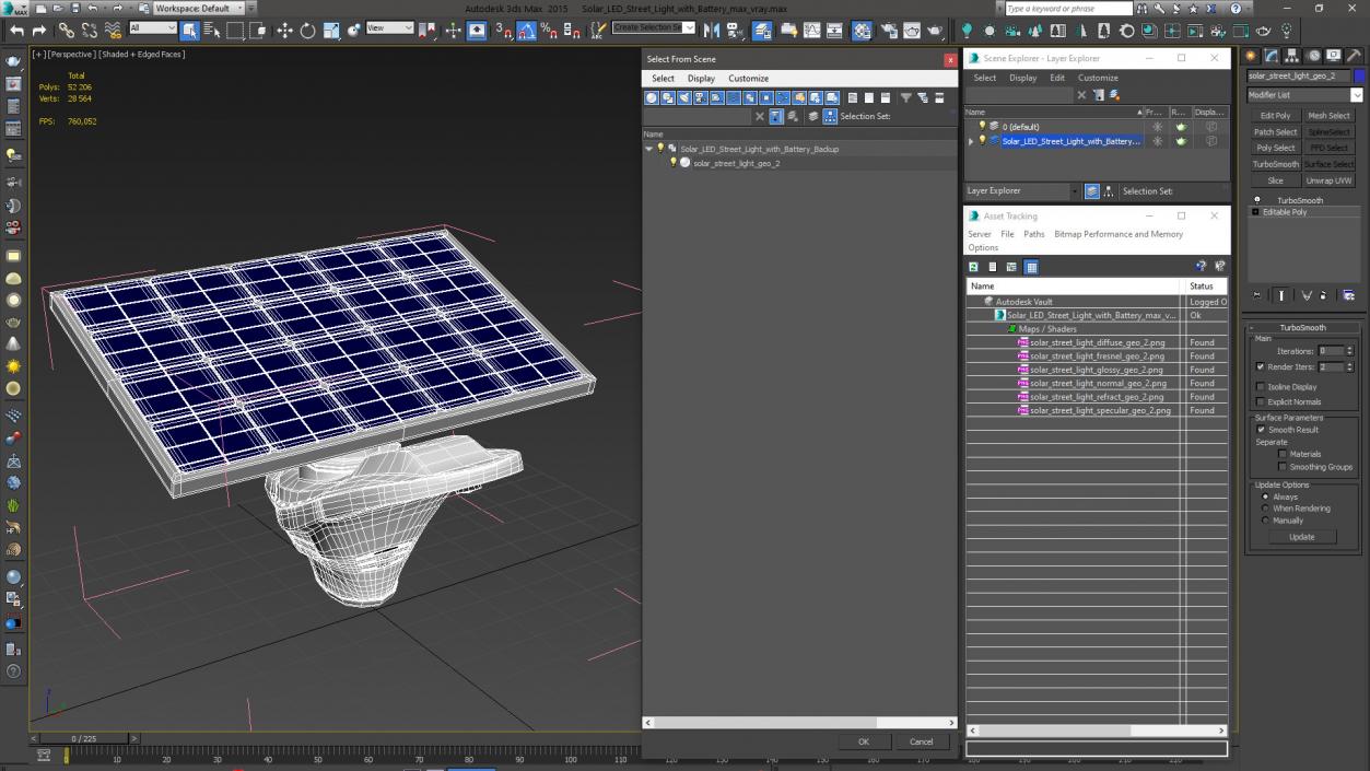 3D model Solar LED Street Light with Battery