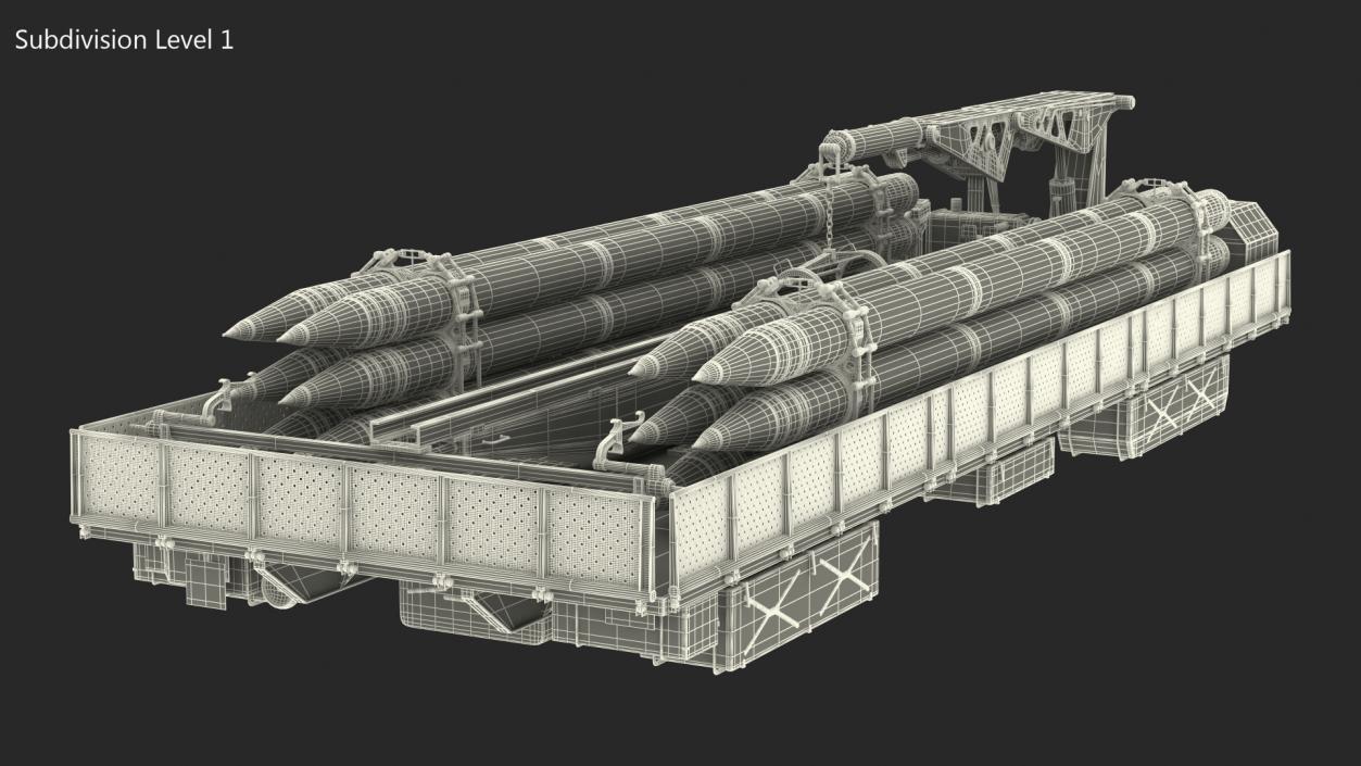 3D model Spare Rockets Containers with Crane