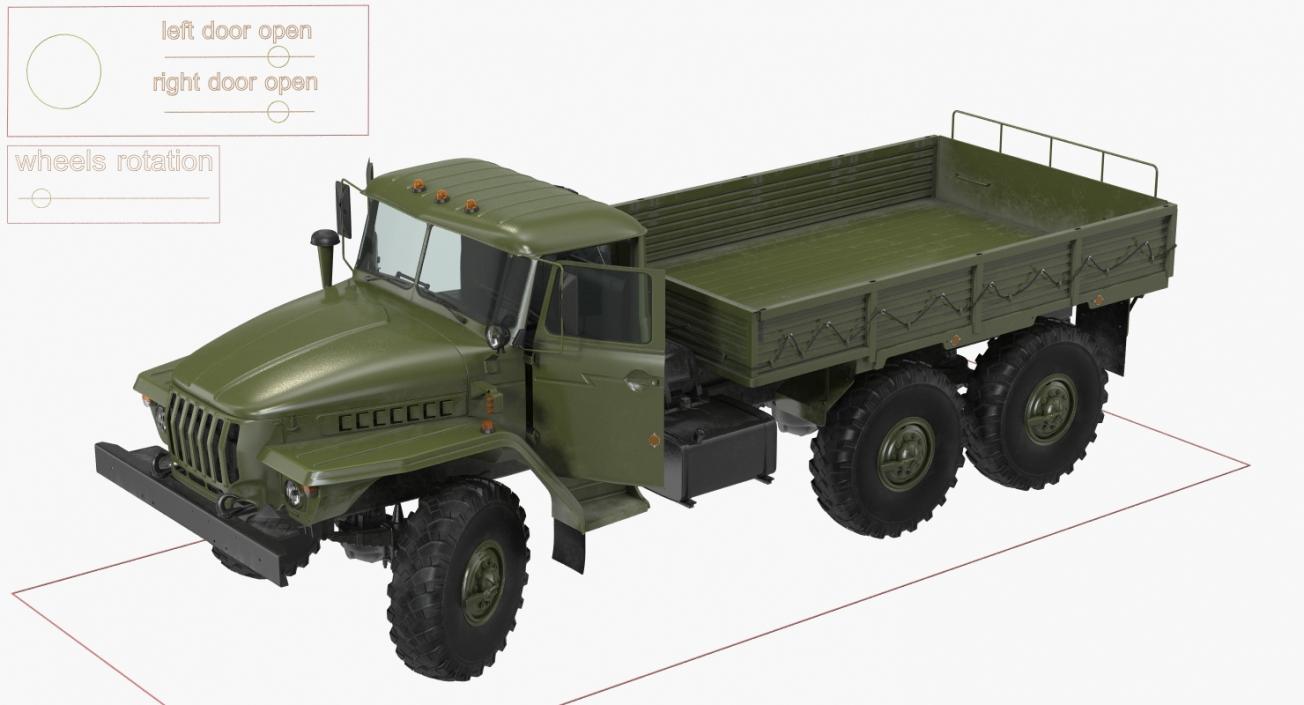 3D model Ural 4320 Soviet Cargo Truck Rigged