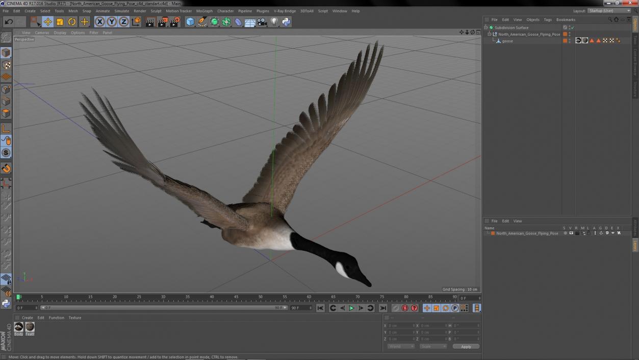 North American Goose Flying Pose 3D