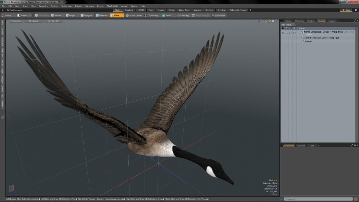 North American Goose Flying Pose 3D