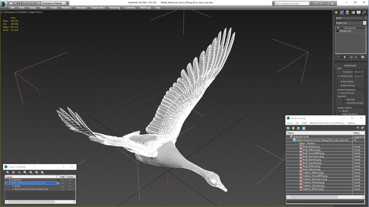 North American Goose Flying Pose 3D