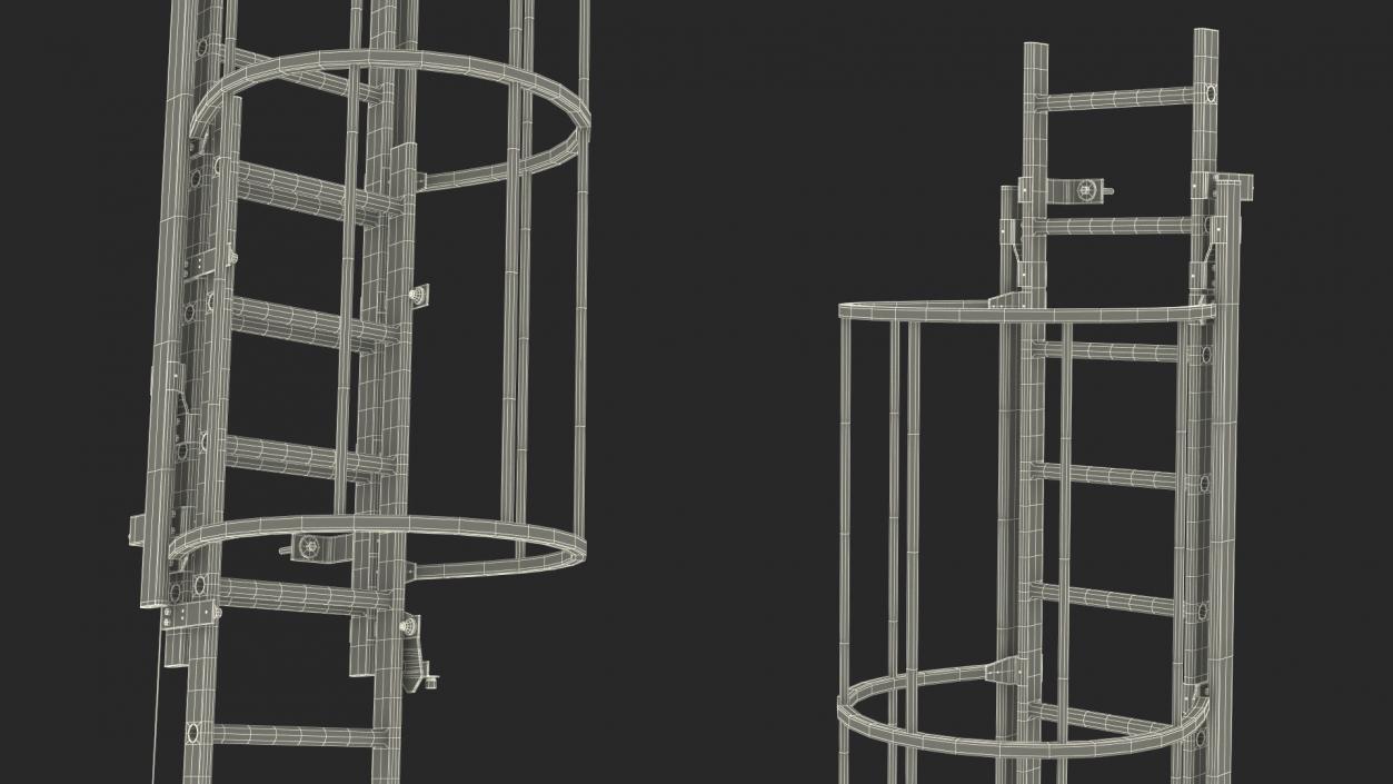 3D Fire Escape Dropdown Ladder Rigged for Maya model