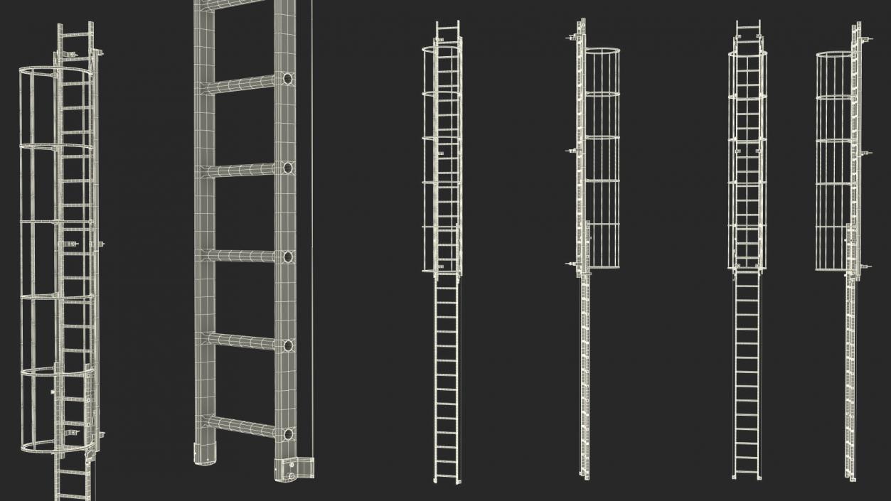 3D Fire Escape Dropdown Ladder Rigged for Maya model