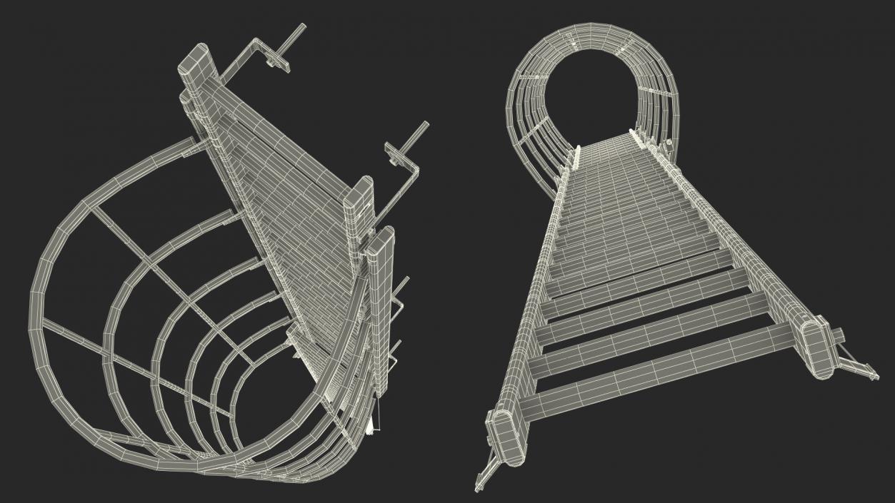 3D Fire Escape Dropdown Ladder Rigged for Maya model