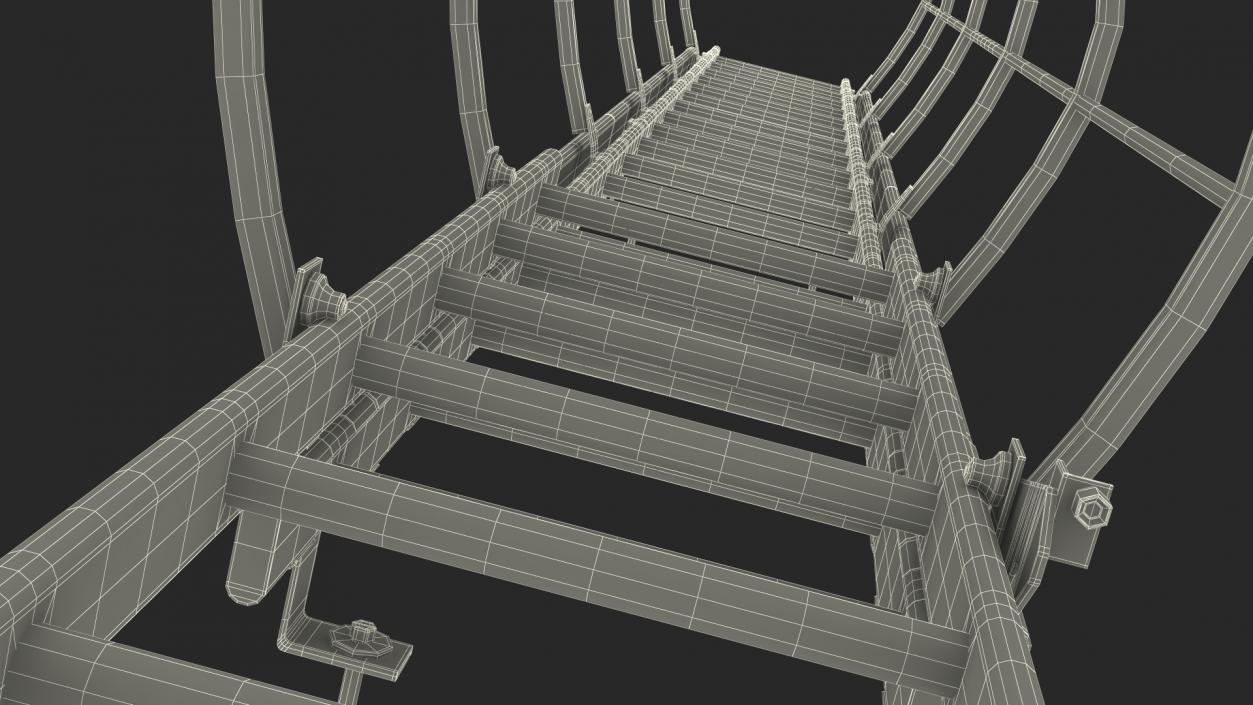 3D Fire Escape Dropdown Ladder Rigged for Maya model