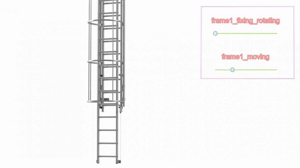 3D Fire Escape Dropdown Ladder Rigged for Maya model