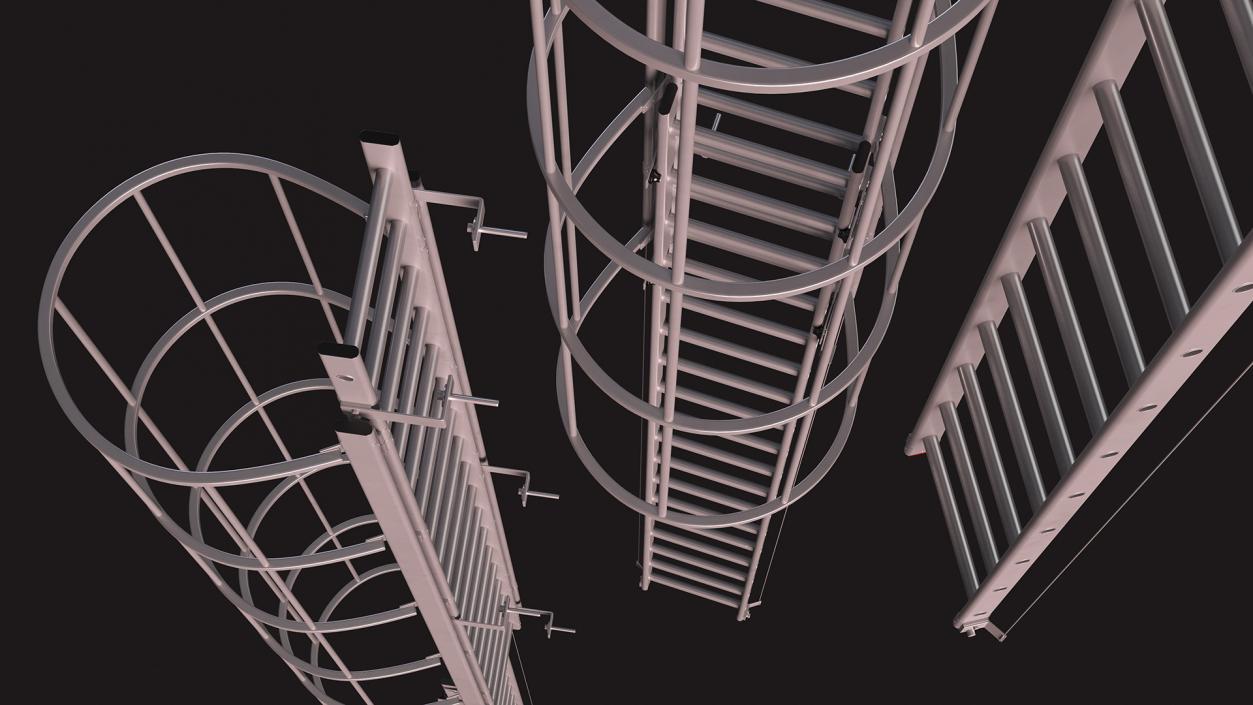 3D Fire Escape Dropdown Ladder Rigged for Maya model