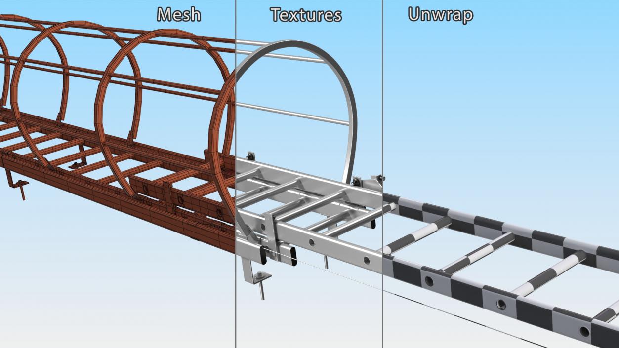 3D Fire Escape Dropdown Ladder Rigged for Maya model