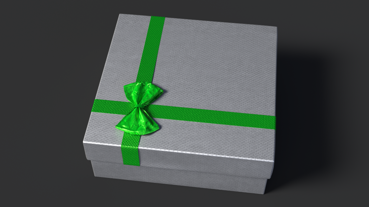 Wrapped Gift Box with Shiny Ribbon 3D model