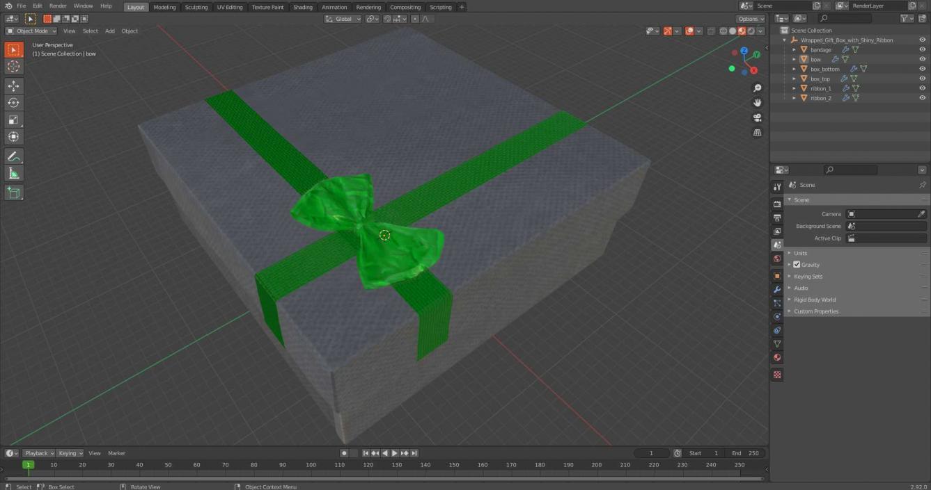 Wrapped Gift Box with Shiny Ribbon 3D model