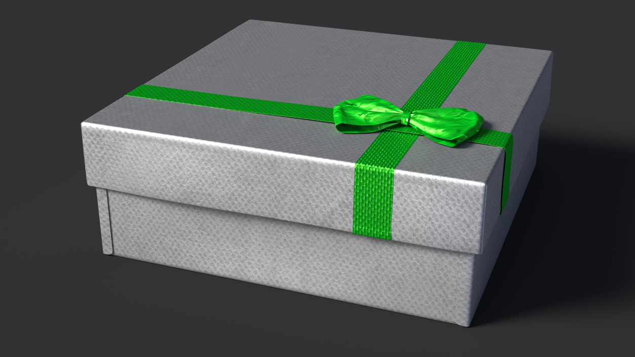 Wrapped Gift Box with Shiny Ribbon 3D model