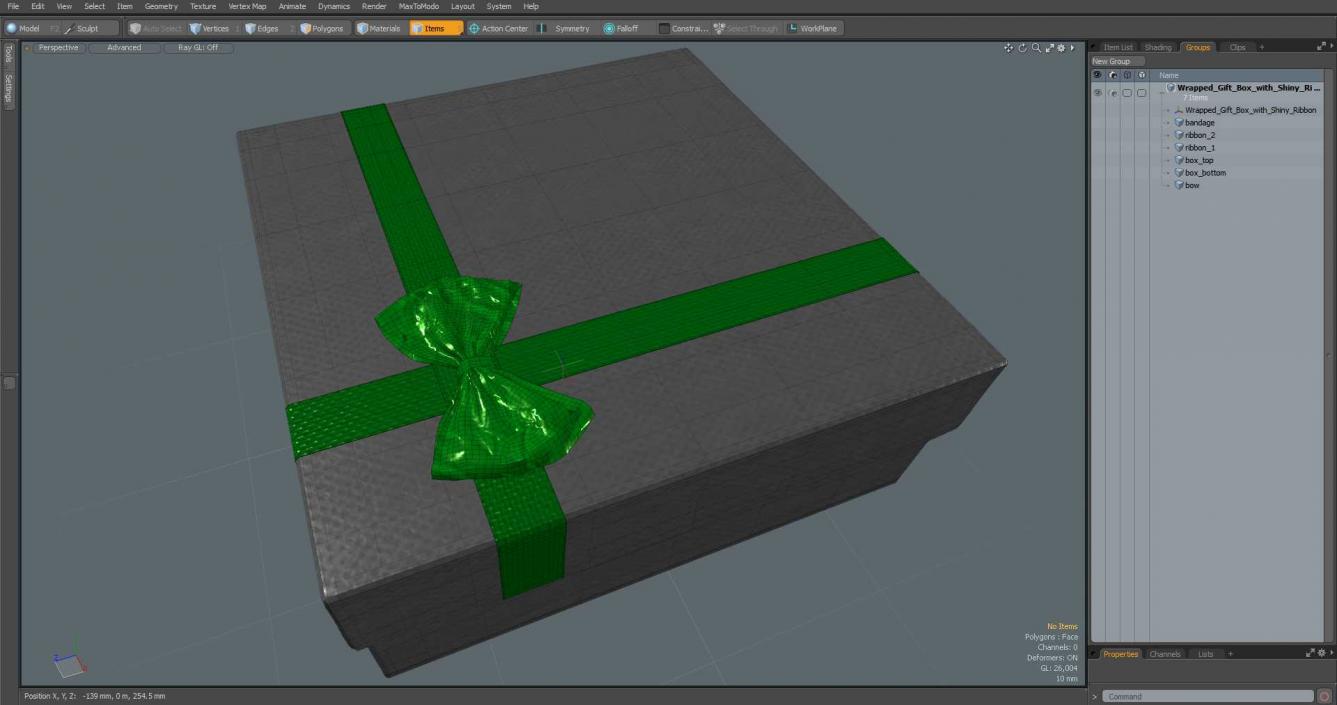 Wrapped Gift Box with Shiny Ribbon 3D model