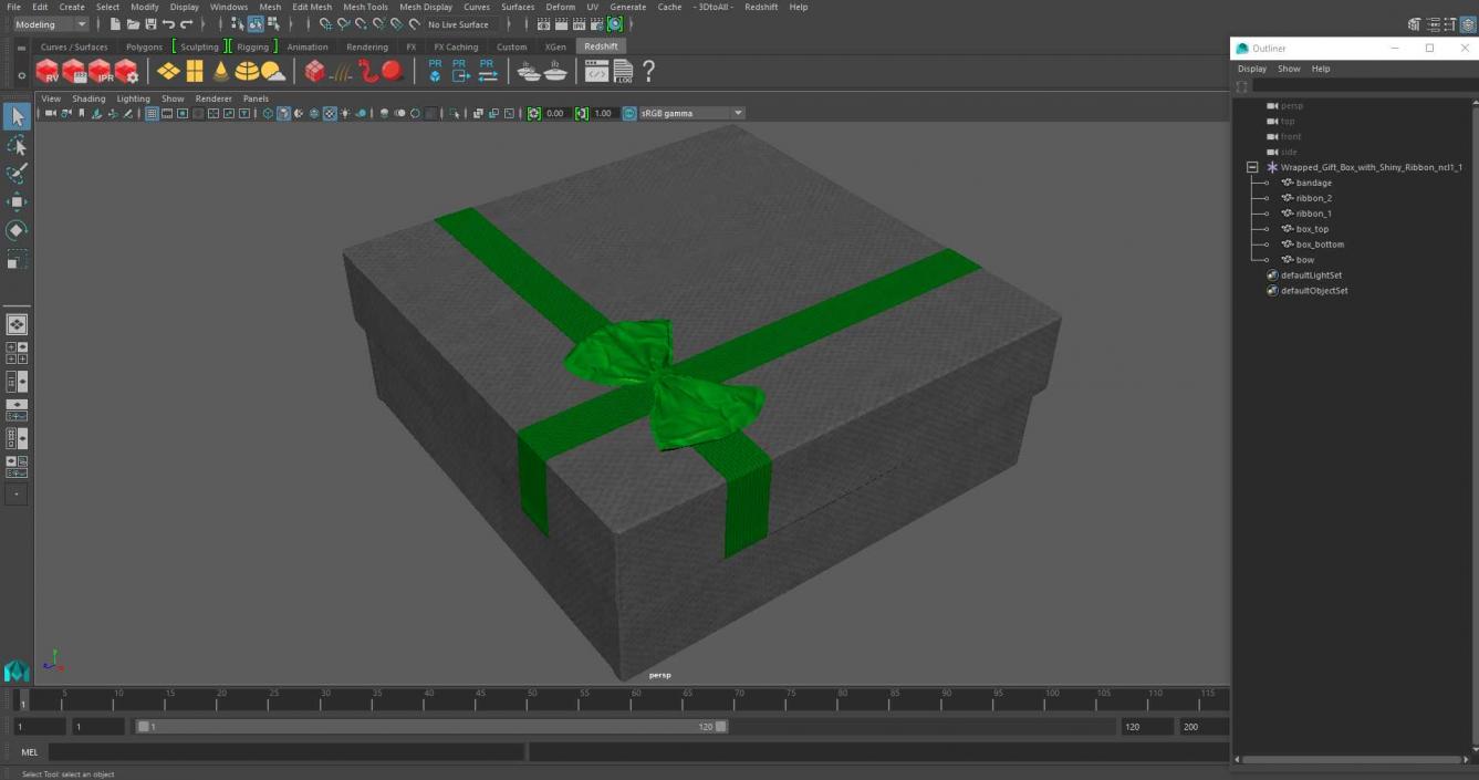 Wrapped Gift Box with Shiny Ribbon 3D model