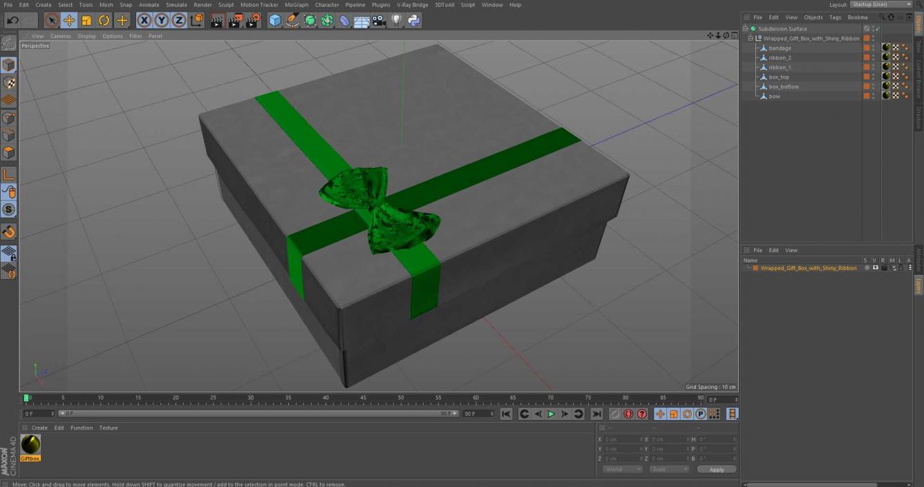 Wrapped Gift Box with Shiny Ribbon 3D model