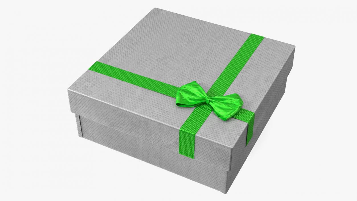 Wrapped Gift Box with Shiny Ribbon 3D model